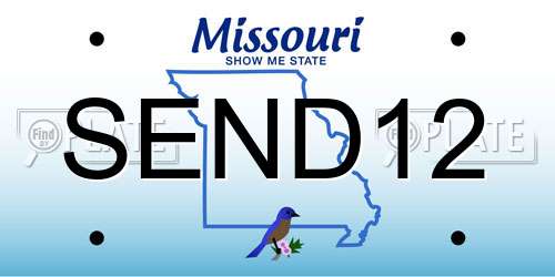 SEND12 Missouri License Plate