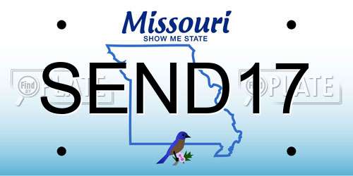 SEND17 Missouri License Plate