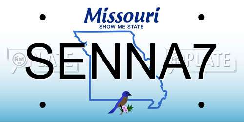 SENNA7 Missouri License Plate