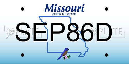 SEP86D Missouri License Plate