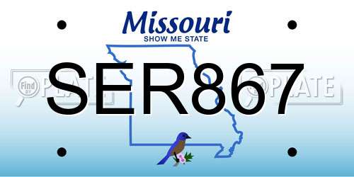 SER867 Missouri License Plate