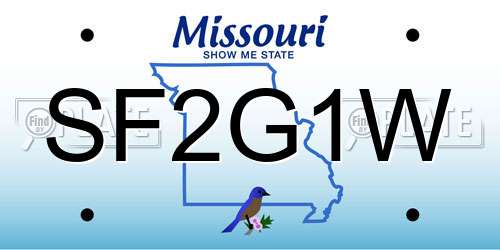SF2G1W Missouri License Plate