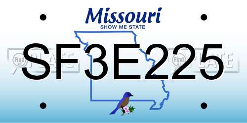 SF3E225 Missouri License Plate