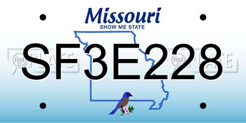 SF3E228 Missouri License Plate