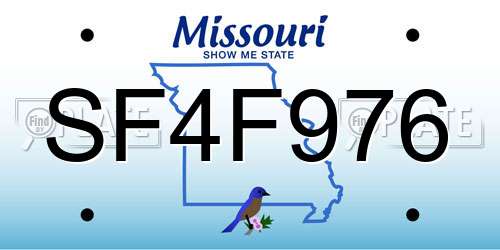 SF4F976 Missouri License Plate