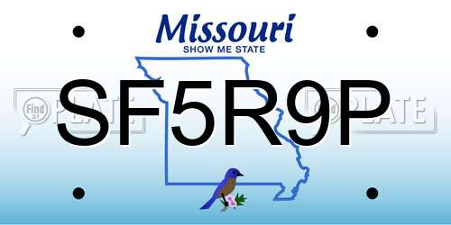 SF5R9P Missouri License Plate