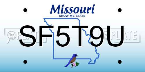 SF5T9U Missouri License Plate