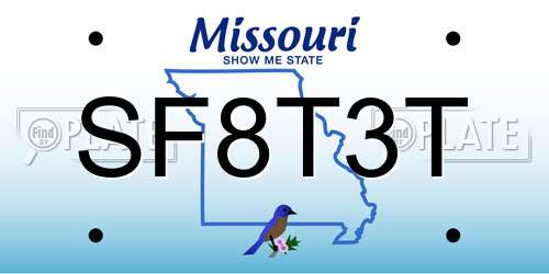 SF8T3T Missouri License Plate