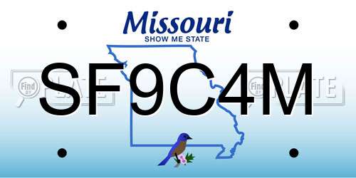 SF9C4M Missouri License Plate