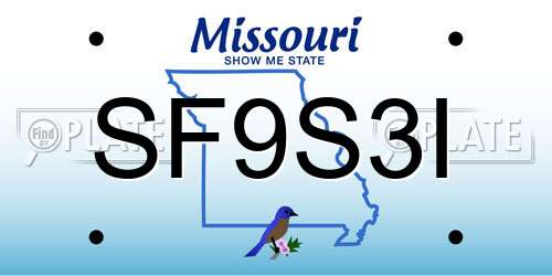 SF9S3I Missouri License Plate