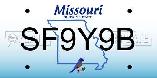 SF9Y9B Missouri License Plate