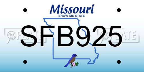 SFB925 Missouri License Plate
