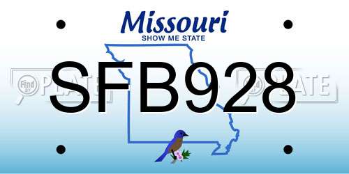 SFB928 Missouri License Plate