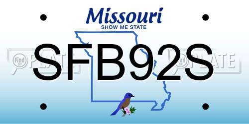 SFB92S Missouri License Plate