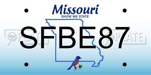 SFBE87 Missouri License Plate