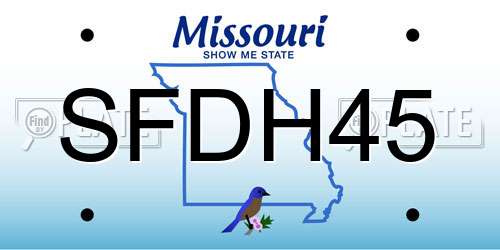 SFDH45 Missouri License Plate