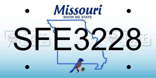 SFE3228 Missouri License Plate