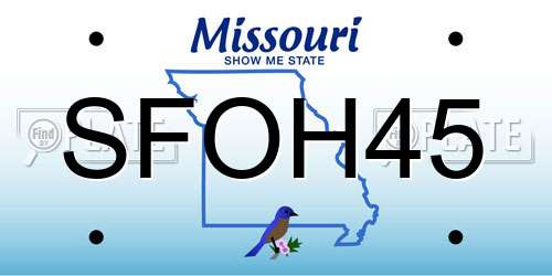 SFOH45 Missouri License Plate