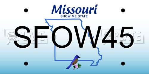 SFOW45 Missouri License Plate