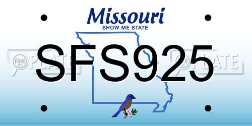 SFS925 Missouri License Plate