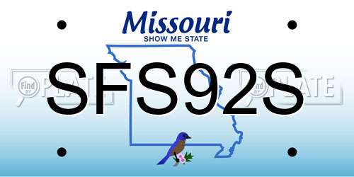 SFS92S Missouri License Plate