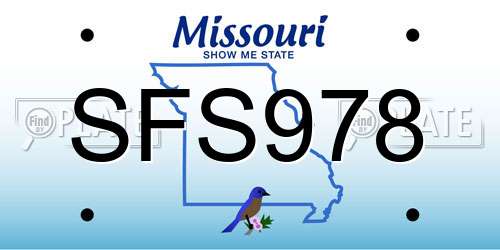 SFS978 Missouri License Plate