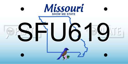 SFU619 Missouri License Plate