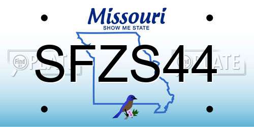 SFZS44 Missouri License Plate