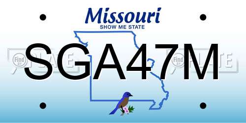 SGA47M Missouri License Plate