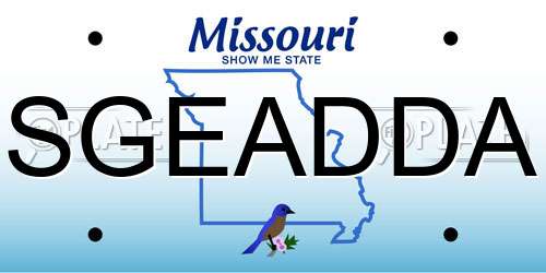 SGEADDA Missouri License Plate