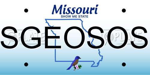 SGEOSOS Missouri License Plate