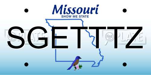 SGETTTZ Missouri License Plate