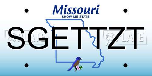 SGETTZT Missouri License Plate