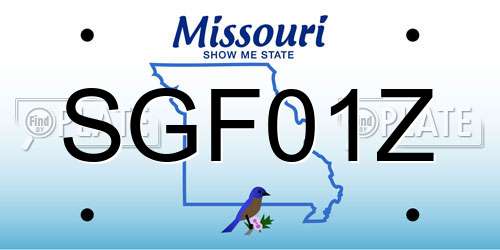 SGF01Z Missouri License Plate