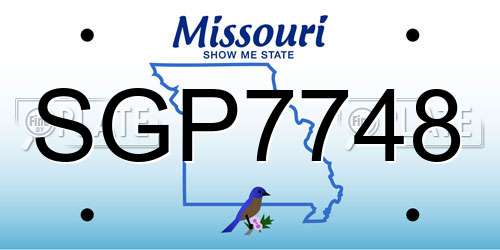 SGP7748 Missouri License Plate