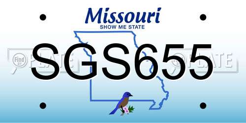 SGS655 Missouri License Plate