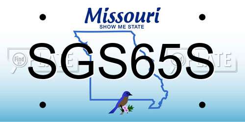 SGS65S Missouri License Plate