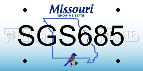SGS685 Missouri License Plate