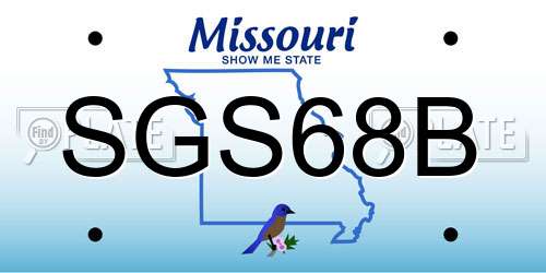 SGS68B Missouri License Plate