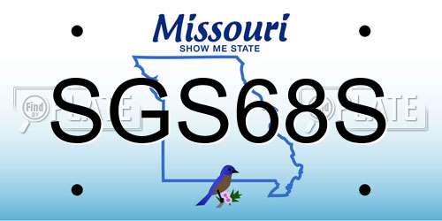 SGS68S Missouri License Plate