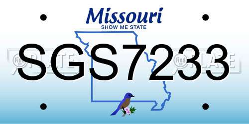 SGS7233 Missouri License Plate