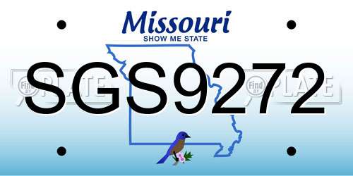 SGS9272 Missouri License Plate