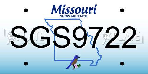 SGS9722 Missouri License Plate