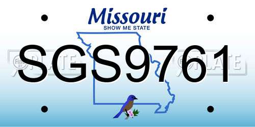 SGS9761 Missouri License Plate