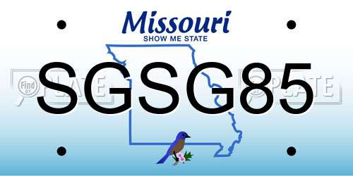 SGSG85 Missouri License Plate