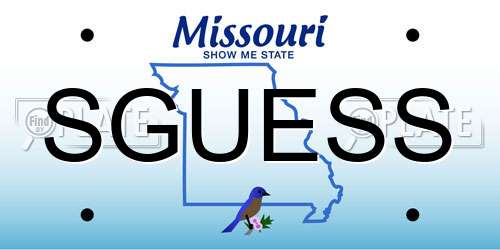 SGUESS Missouri License Plate