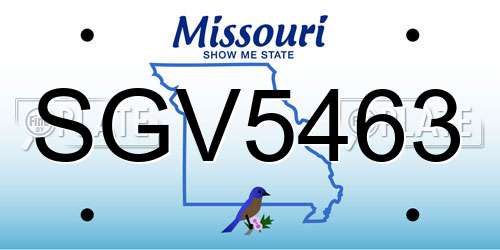 SGV5463 Missouri License Plate