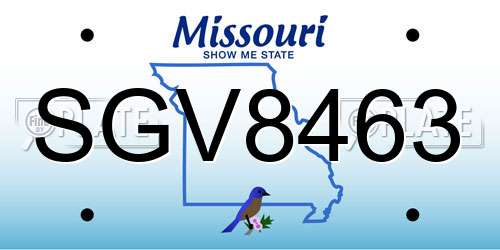 SGV8463 Missouri License Plate