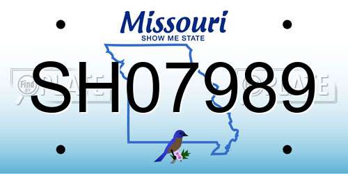 SH07989 Missouri License Plate