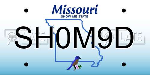 SH0M9D Missouri License Plate